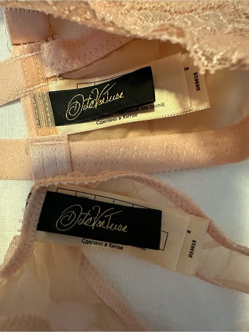 Dita Von Teese Sheer Lace Underwire Bra & Thong Set in Dusty Peach - Picture 4 of 5